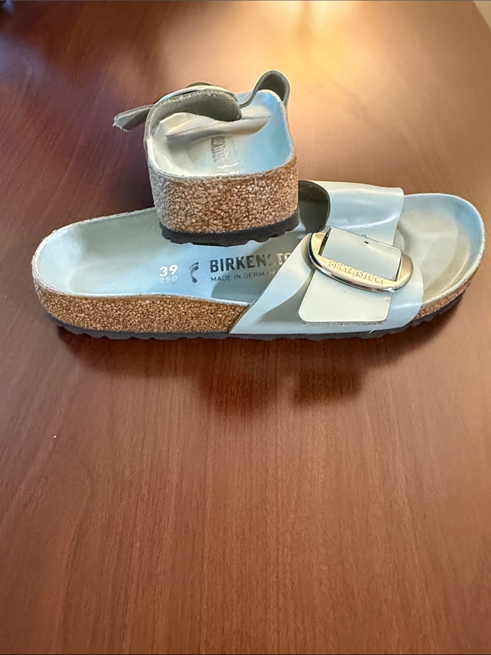 Birkenstock Turquoise Single-Band Madrid Slide Sandals with Silver Buckles - Picture 3 of 4